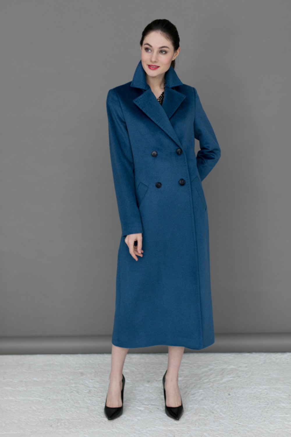 Удлинненое пальто AS071/ярко-синий